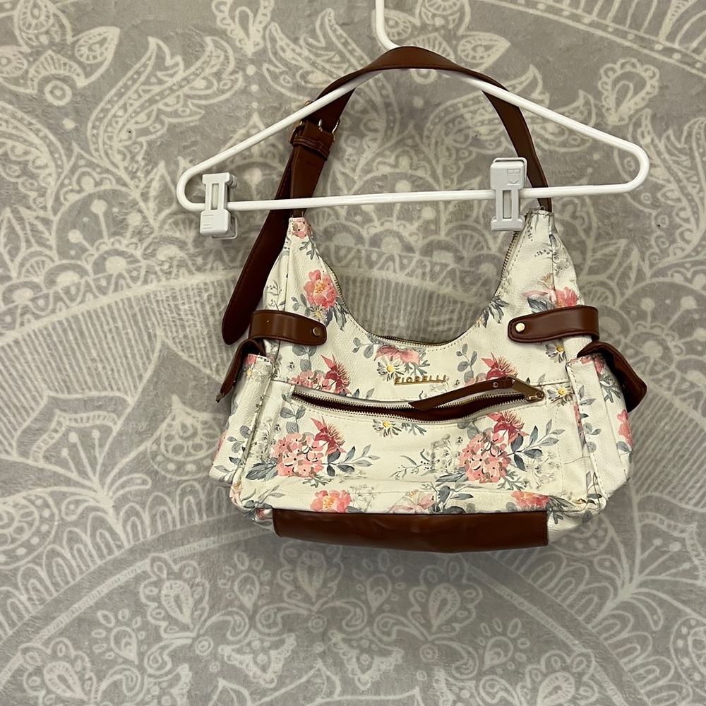 Giorgio Fiorelli Floral Cream and Brown Shoulder Bag